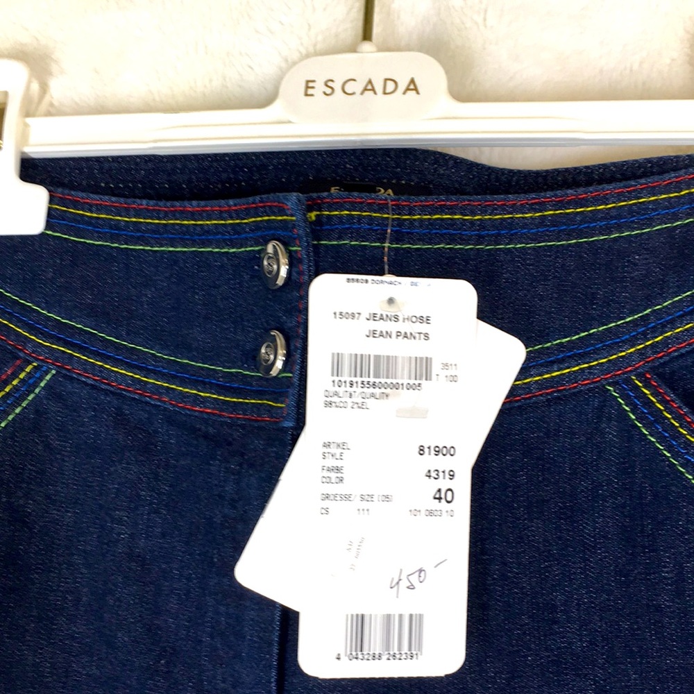 NWT Escada  40 Jeans 10 Bell Multicolor stitching